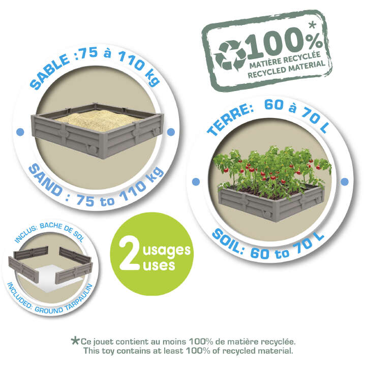 Smoby Life Square Garden Sandkasten + Pflanzbeet 2-in-1